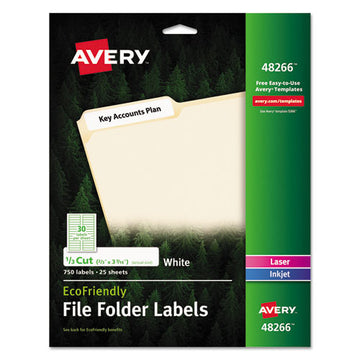Avery® Ecofriendly Permanent File Folder Labels, 0.66 X 3.44, White, 30-sheet, 25 Sheets-pack freeshipping - TVN Wholesale